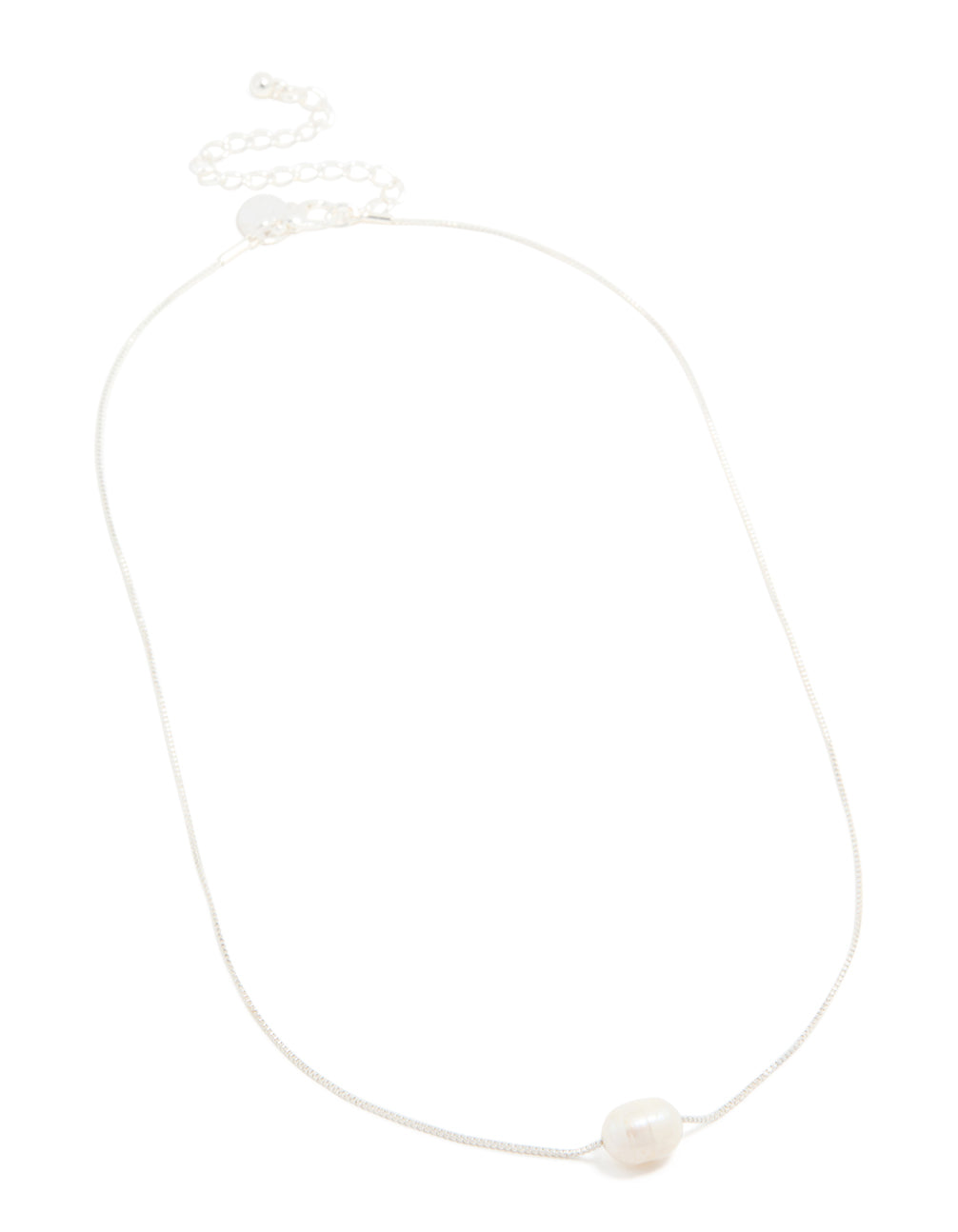 Silver Plated Freshwater Pearl Dainty Snake Chain Necklace