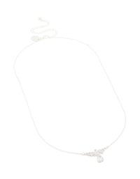 Silver Plated Cubic Zirconia Floral Dainty Teardrop Necklace - link has visual effect only
