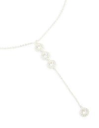 Silver Plated Cubic Zirconia Halo Round Trio Drop Necklace - link has visual effect only