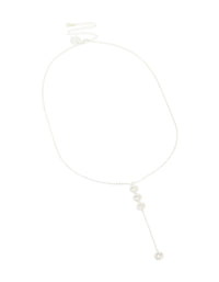 Silver Plated Cubic Zirconia Halo Round Trio Drop Necklace - link has visual effect only
