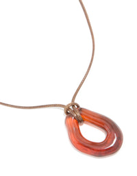 Brown Acrylic Open Molten Pendant Cord Necklace - link has visual effect only