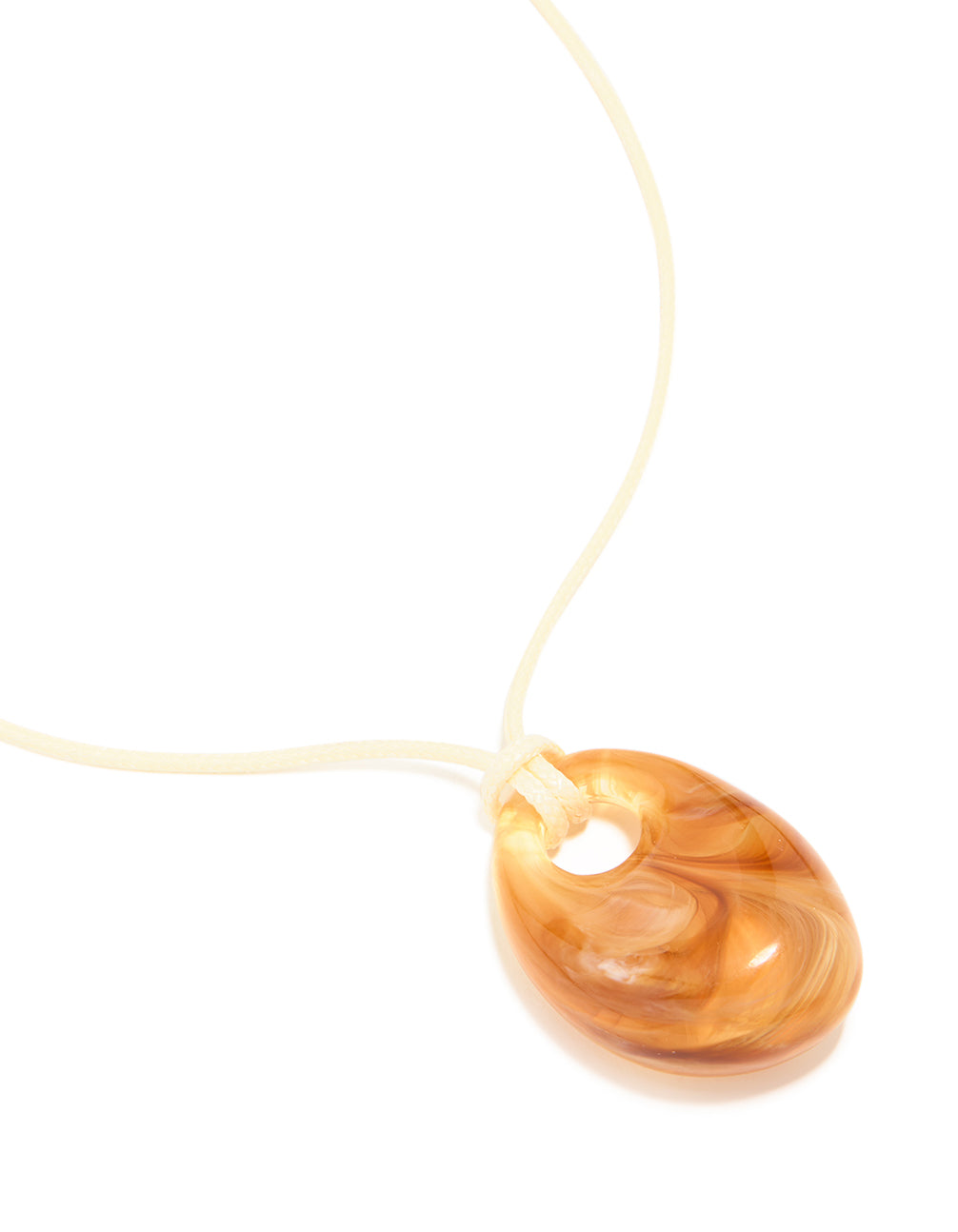 Brown Acrylic Drop Pendant White Cord Necklace
