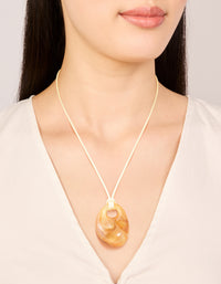 Brown Acrylic Drop Pendant White Cord Necklace - link has visual effect only
