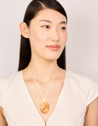 Brown Acrylic Drop Pendant White Cord Necklace - link has visual effect only