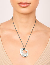 Waterproof Stainless Steel Open Molten Pendant Cord Necklace - link has visual effect only