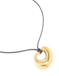 Gold Open Molten Pendant Black Cord Necklace - link has visual effect only