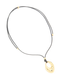 Waterproof Gold Plated Stainless Steel Molten Drop Pendant Cord Necklace - link has visual effect only
