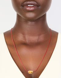 Waterproof Gold Plated Stainless Steel Miini Pebble Pendant Pink Cord Necklace - link has visual effect only