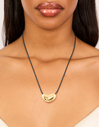 Waterproof Gold Plated Stainless Steel Pebble Pendant Cord Necklace - link has visual effect only
