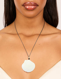 White Clam Shell Cord Necklace - link has visual effect only
