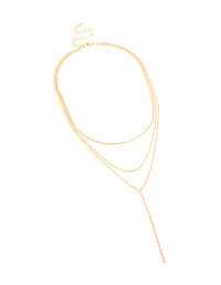 Gold Plated Triple Chain Layered Y-Necklace - link has visual effect only