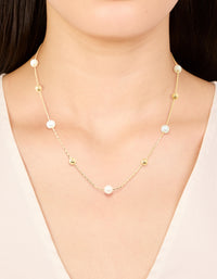 Gold Plated Freshwater Pearl & Ball Chain Necklace - link has visual effect only