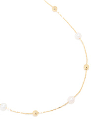 Gold Plated Freshwater Pearl & Ball Chain Necklace - link has visual effect only