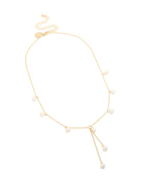 Gold Plated Freshwater Pearl Y-Necklace - link has visual effect only