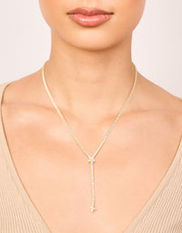 Gold Plated Cubic Zirconia Flower Y-Necklace - link has visual effect only