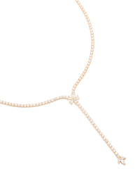 Gold Plated Cubic Zirconia Flower Y-Necklace - link has visual effect only
