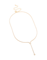 Gold Plated Cubic Zirconia Flower Y-Necklace - link has visual effect only