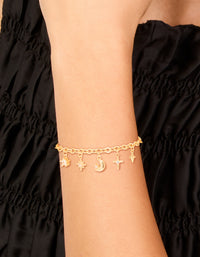 Gold Plated Cubic Zirconia Celestial Charms Toggle Bracelet - link has visual effect only