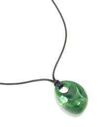 Green Acrylic Chunky Oval Pendant Cord Necklace - link has visual effect only