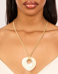 Cream Stone Pendant Brown Cord Necklace - link has visual effect only