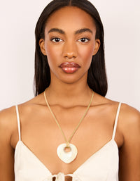 Cream Stone Pendant Brown Cord Necklace - link has visual effect only