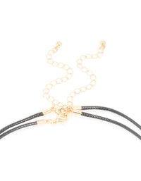 Black & Red Acrylic Pebble Cord Layered Necklace - link has visual effect only