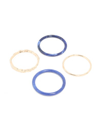 Gold Textured & Marbled Blue Bangles 4-Pack - link has visual effect only
