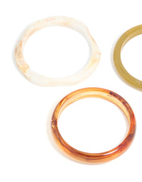 Gold Brown & Cream Acrylic Statement Large Bangles 3- Pack - link has visual effect only
