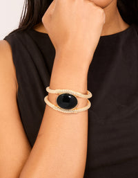 Gold Black Stone Textured Wrist Cuff - link has visual effect only