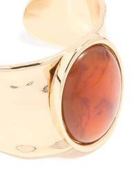 Gold Brown Stone Large Statement Wrist Cuff - link has visual effect only
