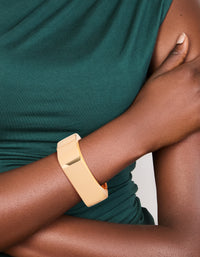 Gold Statement Rectangle Hinged Bangle - link has visual effect only