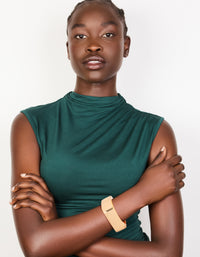 Gold Statement Rectangle Hinged Bangle - link has visual effect only