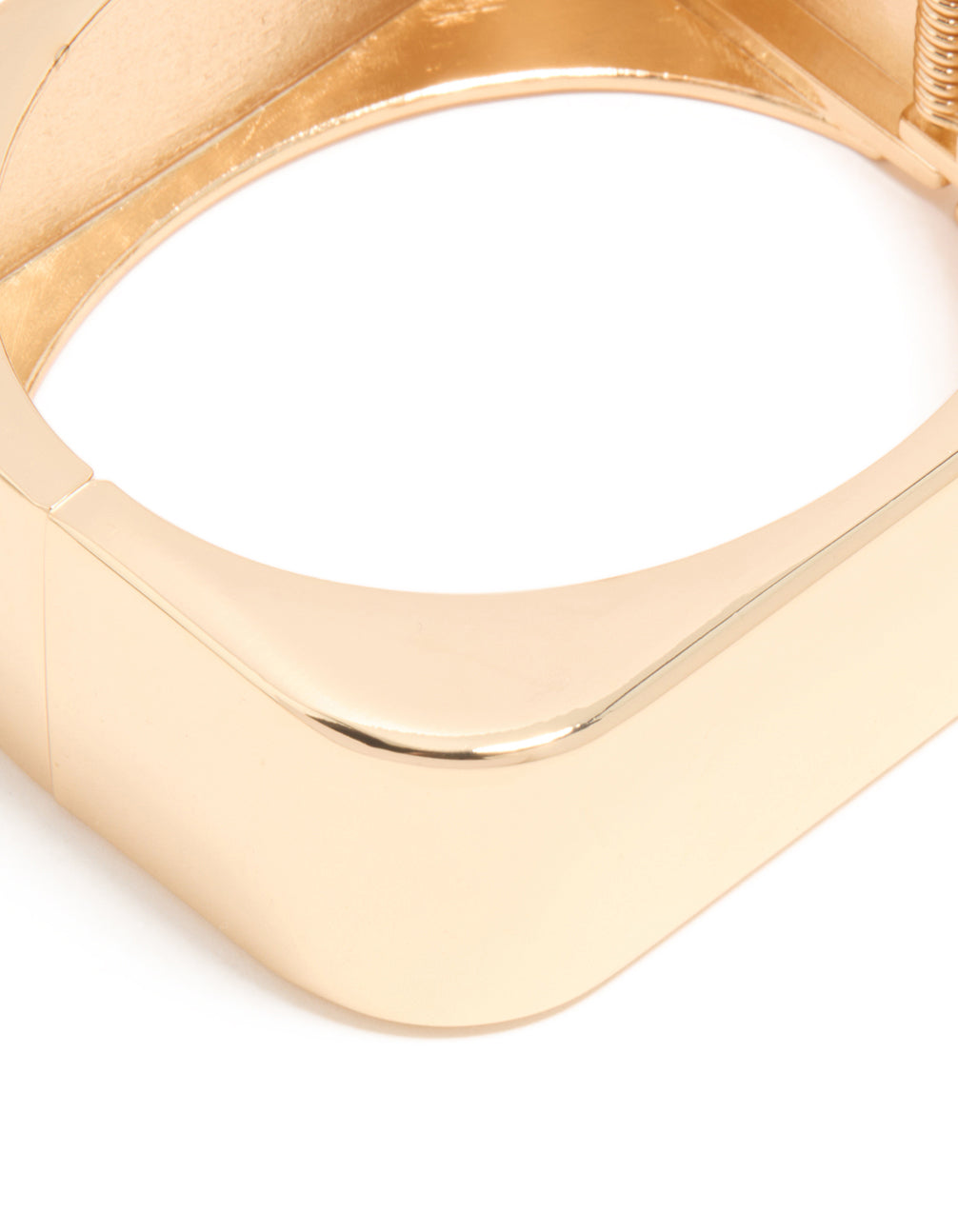 Gold Statement Rectangle Hinged Bangle