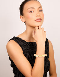 Gold Chunky Rectangle Hinged Bangle - link has visual effect only