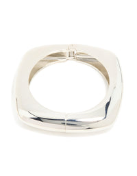 Silver Chunky Rectangle Hinged Bangle - link has visual effect only