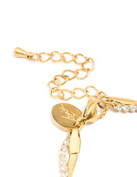 Waterproof Gold Plated Stainless Steel Diamante & Snake Chain Layered Bracelet - link has visual effect only