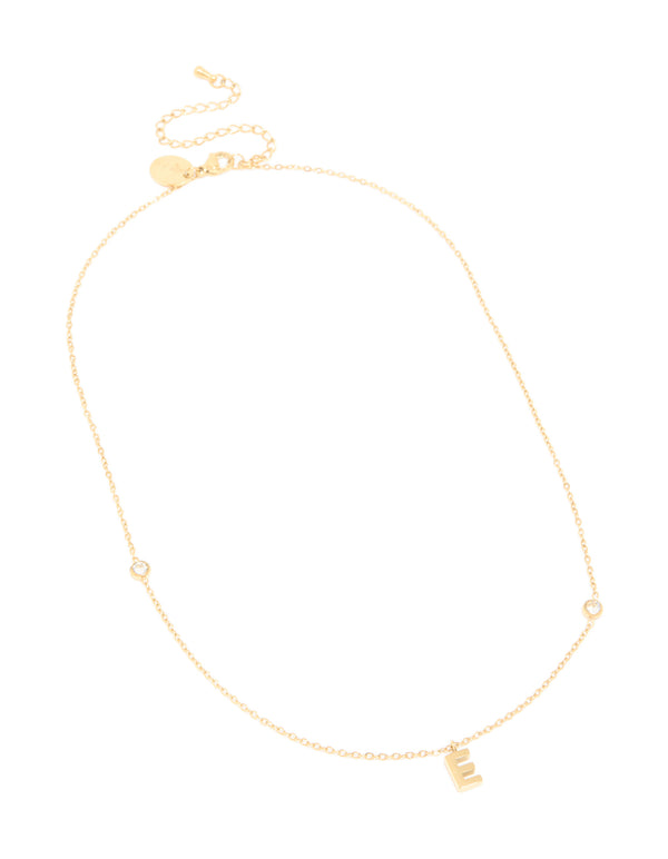 Waterproof Gold Plated Stainless Steel Letter E Dainty Pendant Necklace