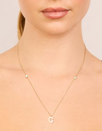 Waterproof Gold Plated Stainless Steel Letter C Dainty Pendant Necklace - link has visual effect only
