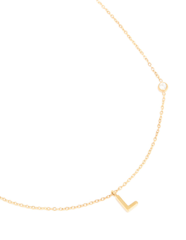 Waterproof Gold Plated Stainless Steel Letter L Dainty Pendant Necklace