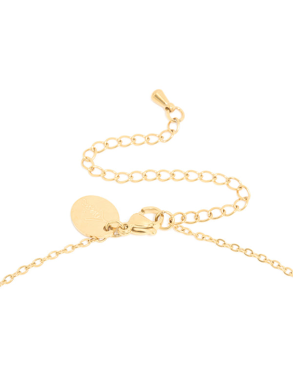 Waterproof Gold Plated Stainless Steel March Blue Cubic Zirconia Birthstone Necklace & Earrings Set