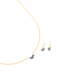 Waterproof Gold Plated Stainless Steel September Cubic Zirconia Birthstone Necklace & Earrings Set - link has visual effect only