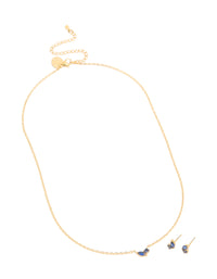 Waterproof Gold Plated Stainless Steel September Cubic Zirconia Birthstone Necklace & Earrings Set - link has visual effect only
