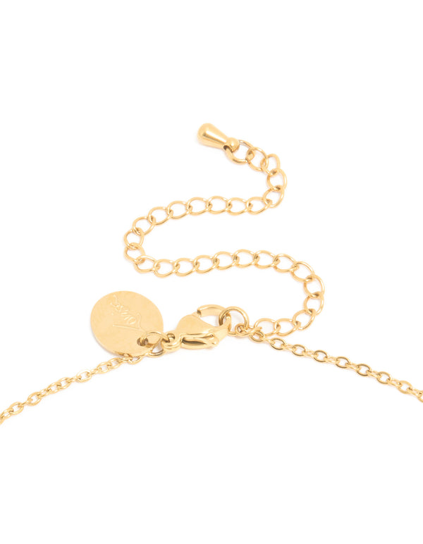 Waterproof Gold Plated Stainless Steel December Cubic Zirconia Blue Birthstone Necklace & Earrings Set