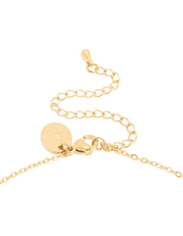 Waterproof Gold Plated Stainless Steel November Green Cubic Zirconia Birthstone Necklace & Earrings Set