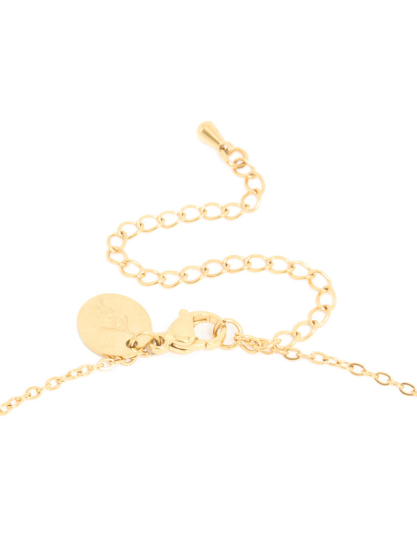 Waterproof Gold Plated Stainless Steel October Pink Cubic Zirconia Birthstone Necklace & Earrings Set