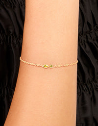 Waterproof Gold Plated Stainless Steel August Light Green Cubic Zirconia Birthstone Bracelet - link has visual effect only