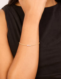 Waterproof Gold Plated Stainless Steel October Pink Cubic Zirconia Birthstone Bracelet - link has visual effect only