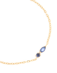Waterproof Gold Plated Stainless Steel September Blue Cubic Zirconia Birthstone Bracelet - link has visual effect only