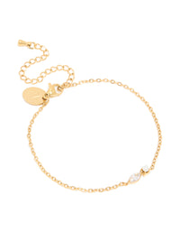 Waterproof Gold Plated Stainless Steel June Cubic Zirconia Birthstone Bracelet - link has visual effect only