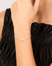 Waterproof Gold Plated Stainless Steel Cubic Zirconia Gemini Zodiac Sign Bracelet - link has visual effect only